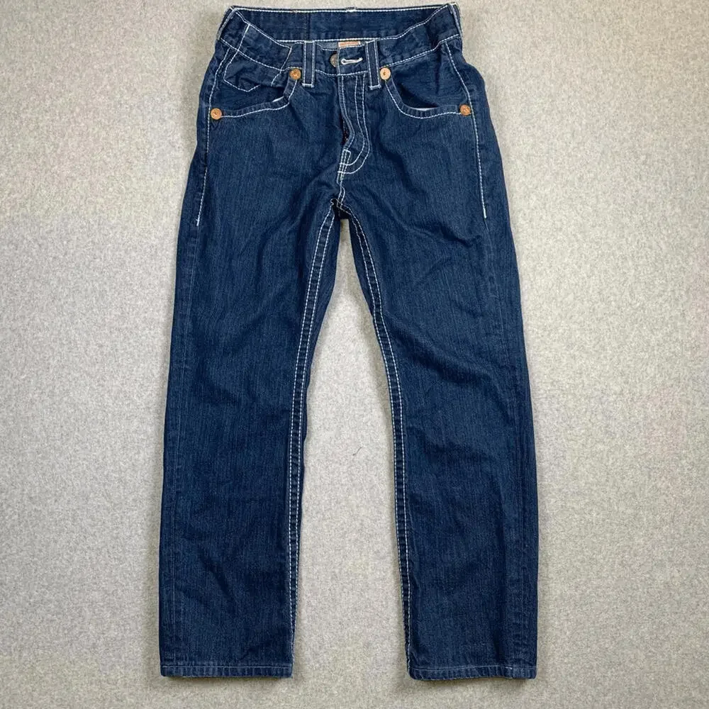 True Religion Men's Size 30x33 Blue Marco Big T Jeans Pocket Flap Western